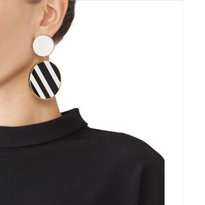 Joanna  Laura Constantine Luxury Black and White Monochome Striped Earrings